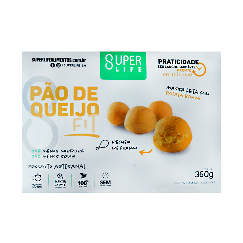 Pão de Queijo de Baroa com Recheio de Frango 360g Super Life