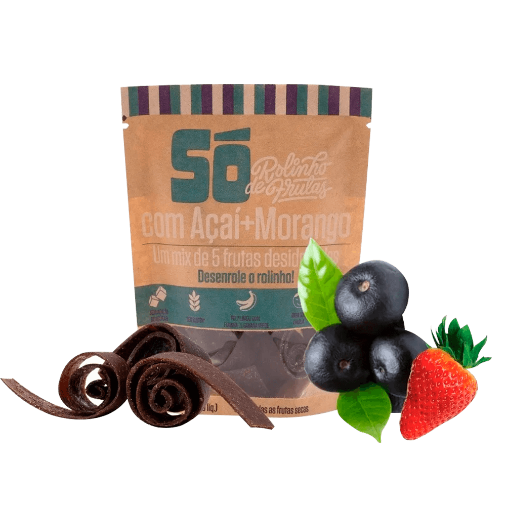 Rolinho de Frutas com Açaí e Morango 30g Só Snacks