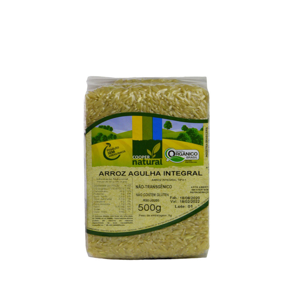 Arroz Agulha Integral Orgânico 500g Coopernatural