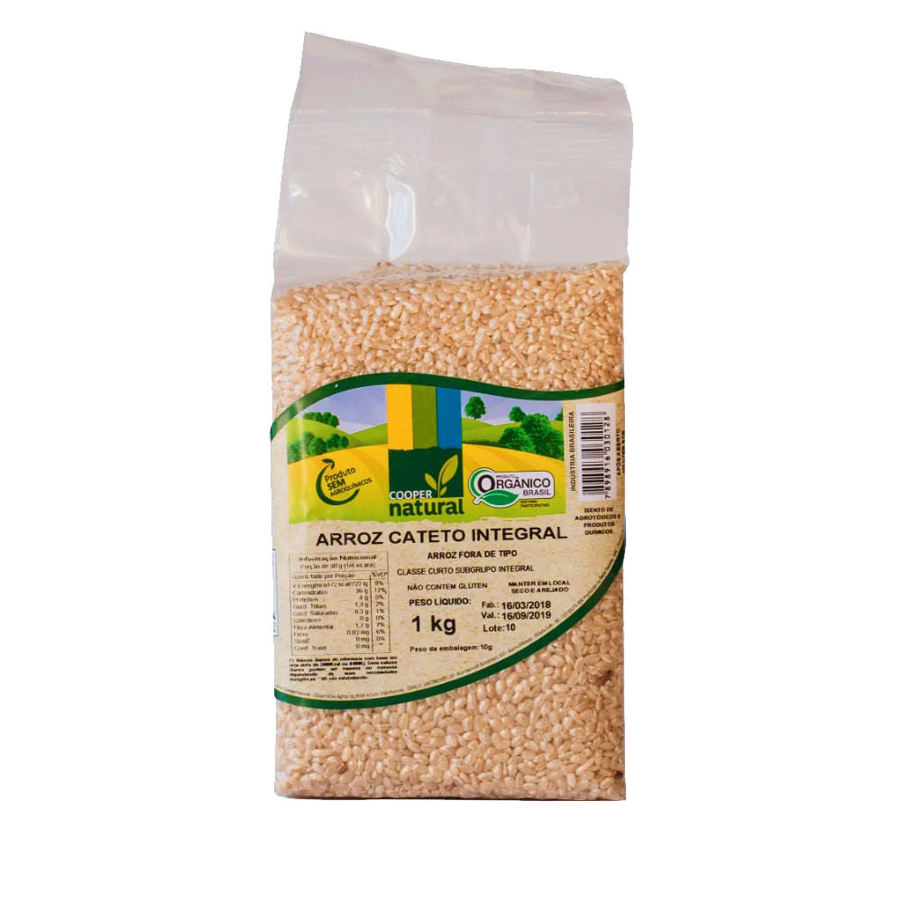 Arroz Cateto Integral Orgânico 1kg Coopernatural