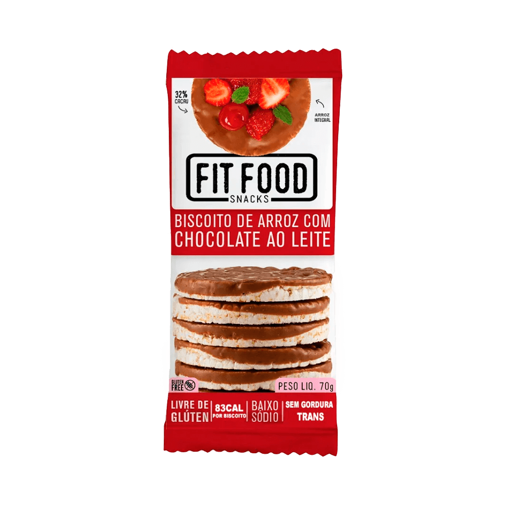 Biscoito de Arroz com Chocolate Ao Leite 60g Fit Food