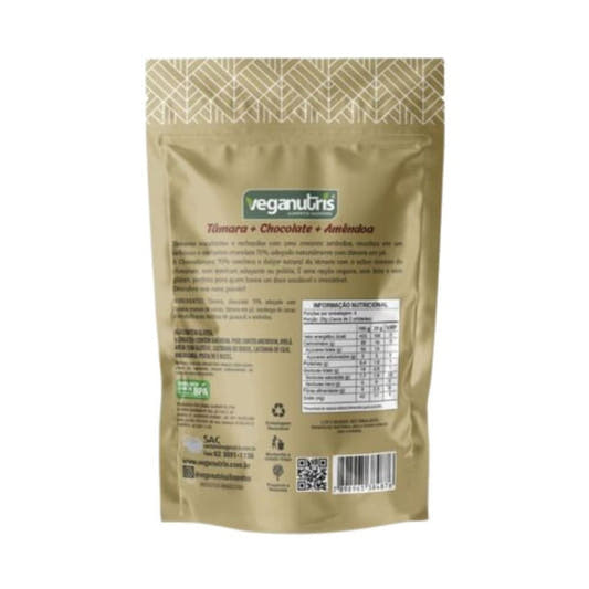 Verso-da-embalagem-dourada-do-Bombom-de-Tamara-Veganutris-com-descricao-dos-ingredientes-tabela-nutricional-e-QR-Code.