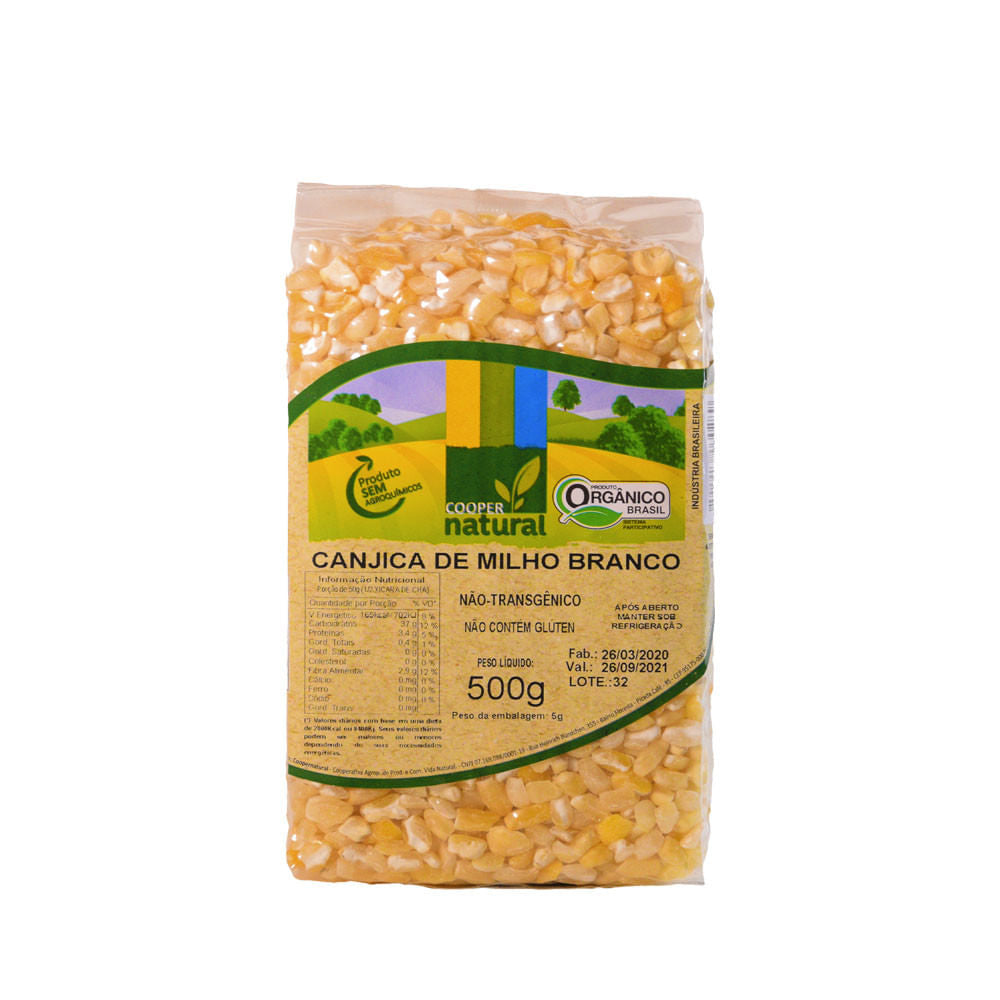 Canjica de Milho Branco Orgânico 500g Coopernatural