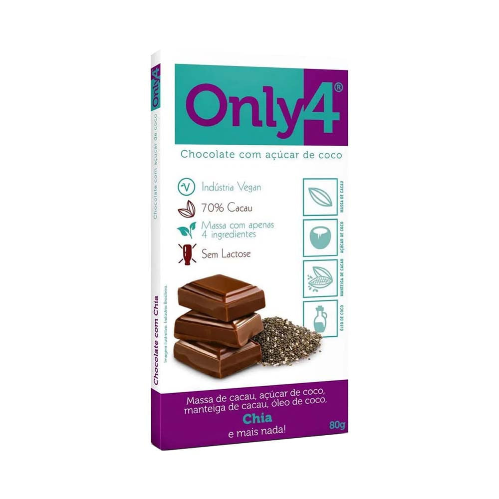 Chocolate 70% De Cacau com Chia 80g Only4