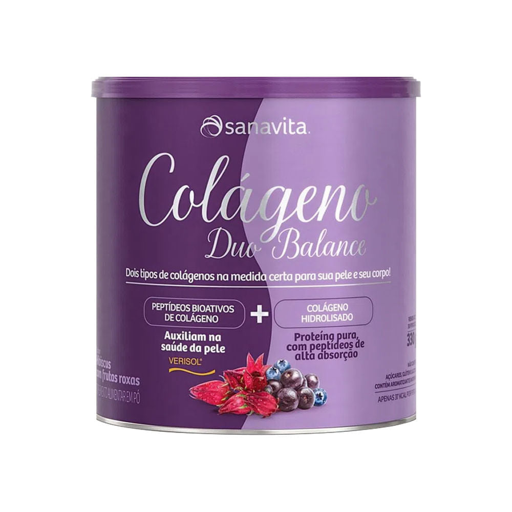 Colágeno Duo Balance Hibiscus e Frutas Roxas 330g Sanavita