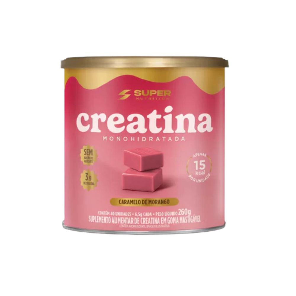 Creatina Monohidratada em Dados de Caramelo de Morango 40 Unidades Super Nutrition