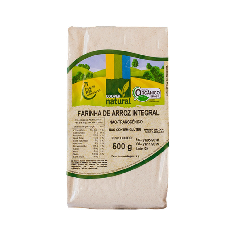 Farinha de Arroz Integral Orgânico 500g Coopernatural