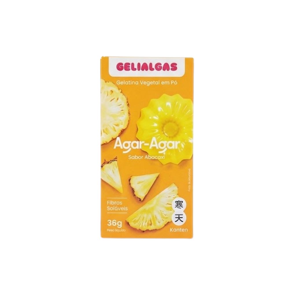 Gelatina Vegetal em Pó Agar-Agar Sabor Abacaxi 36g Gelialgas