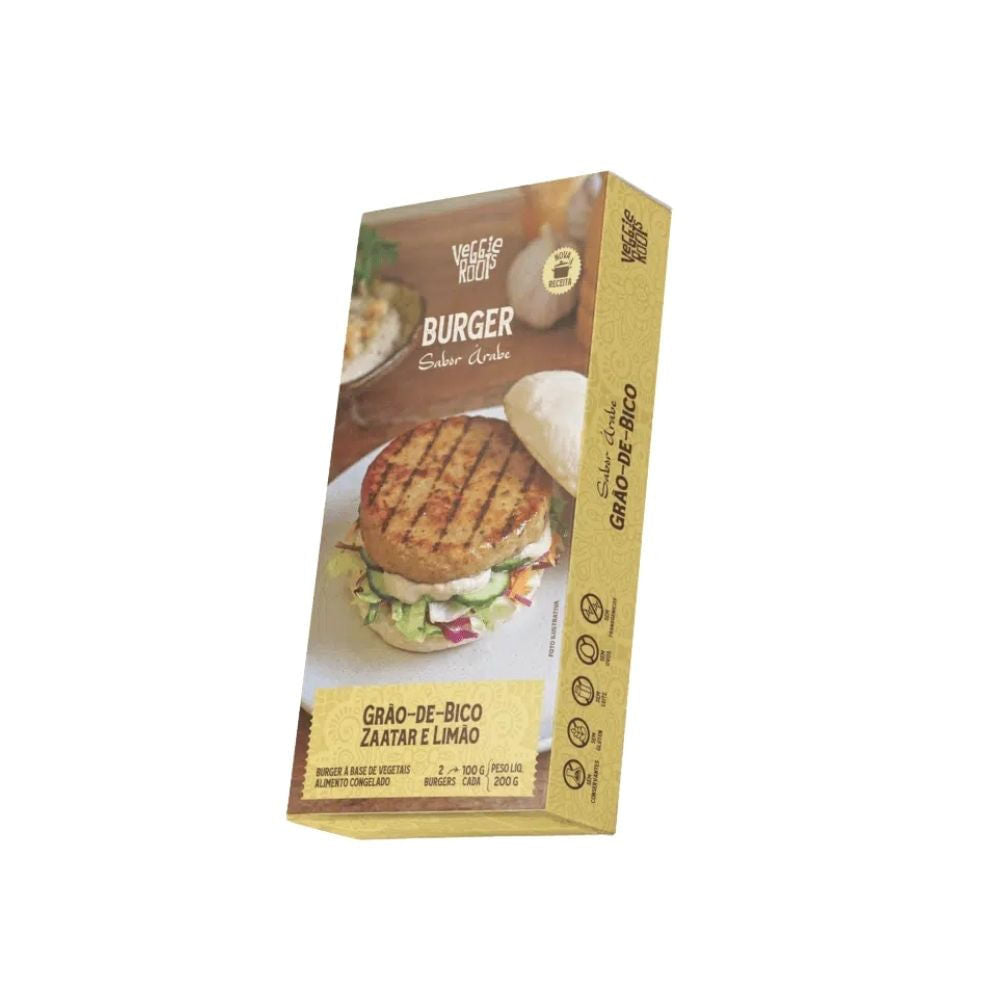 Embalagem-amarela-com-o-texto--Grao-de-bico-Zaatar-e-Limao--e-imagem-de-Hamburguer-de-Grao-de-Bico-em-pao-com-salada.