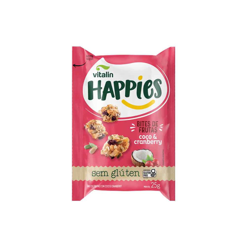 Happies Bites de Frutas Coco e Cranberry 25g Vitalin