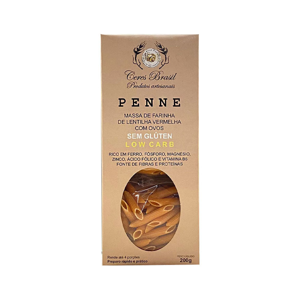 Macarrão Low Carb Penne Lentilha Vermelha 200g Ceres Brasil