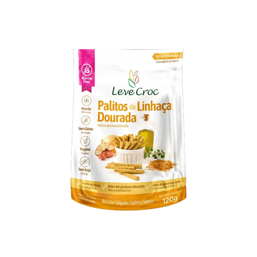 Palitos Sem Glúten Linhaça Dourada 120g Leve Croc