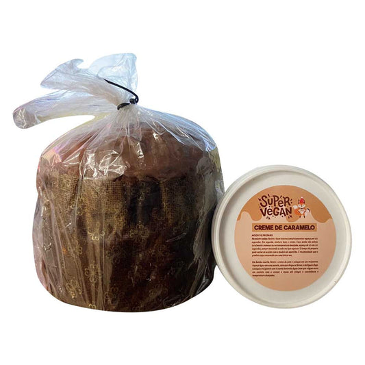 Panettone Vegano com Gotas de Chocolate ao Leite e Creme de Caramelo 730g Super Vegan