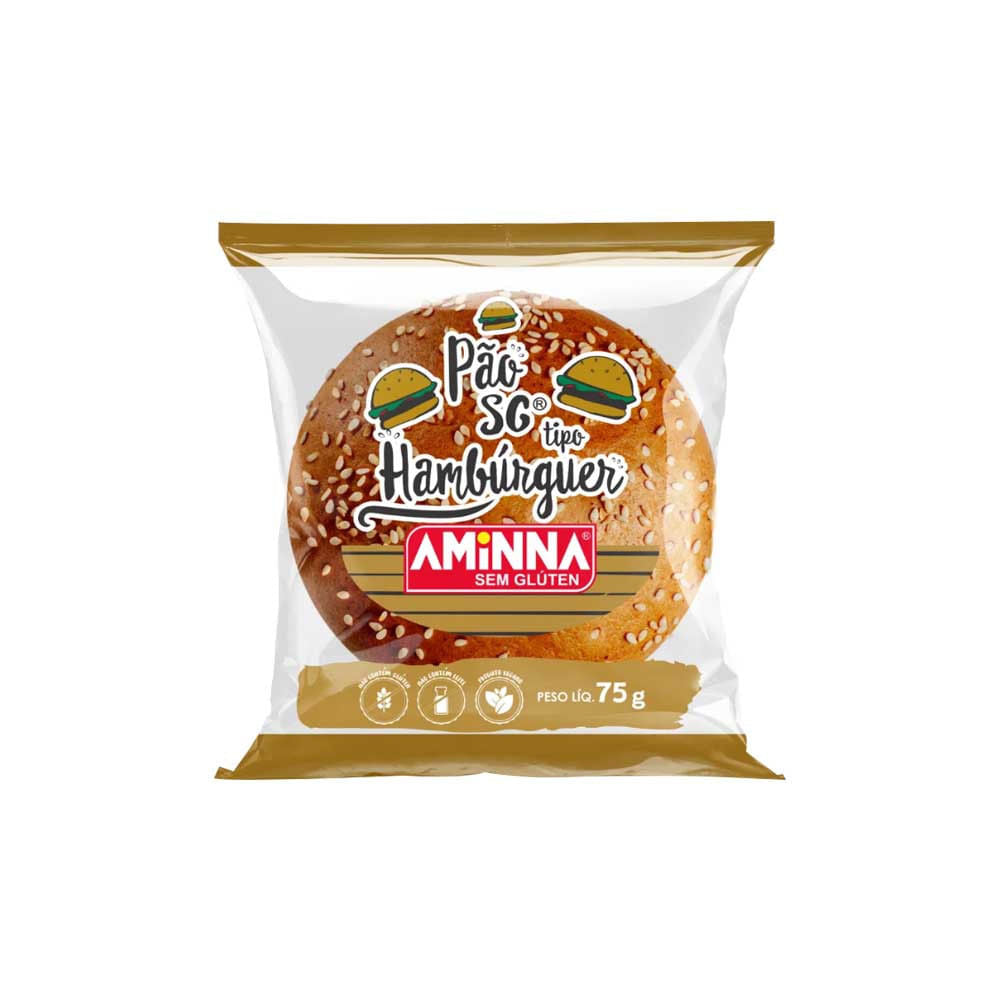 Pão de Hambúrguer Sem Glúten 75g Aminna