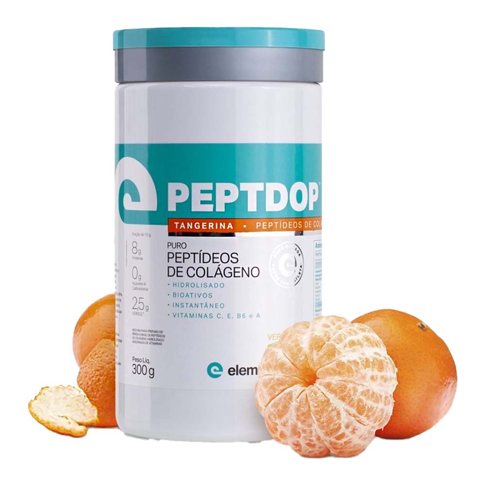 Peptdop Peptídeos de Colágeno Sabor Tangerina 300g Elemento Puro