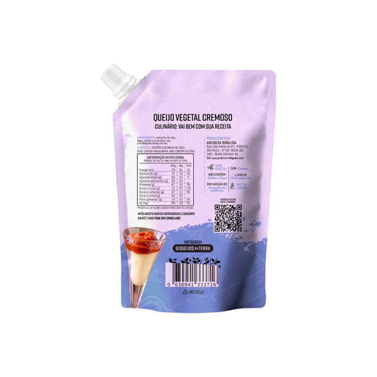 Queijo Vegetal Cremoso Castanha de Caju Culinário 180g Queijos da Terra parte de trás da embalagem