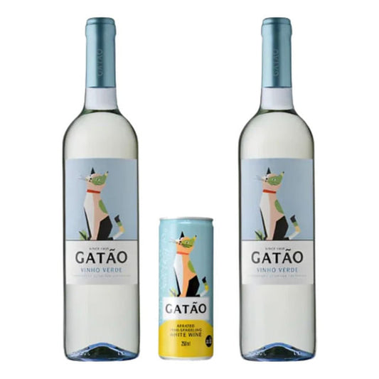 Vinho Branco Português Gatão Vinho Verde Kit 2x750ml + Lata 250ml