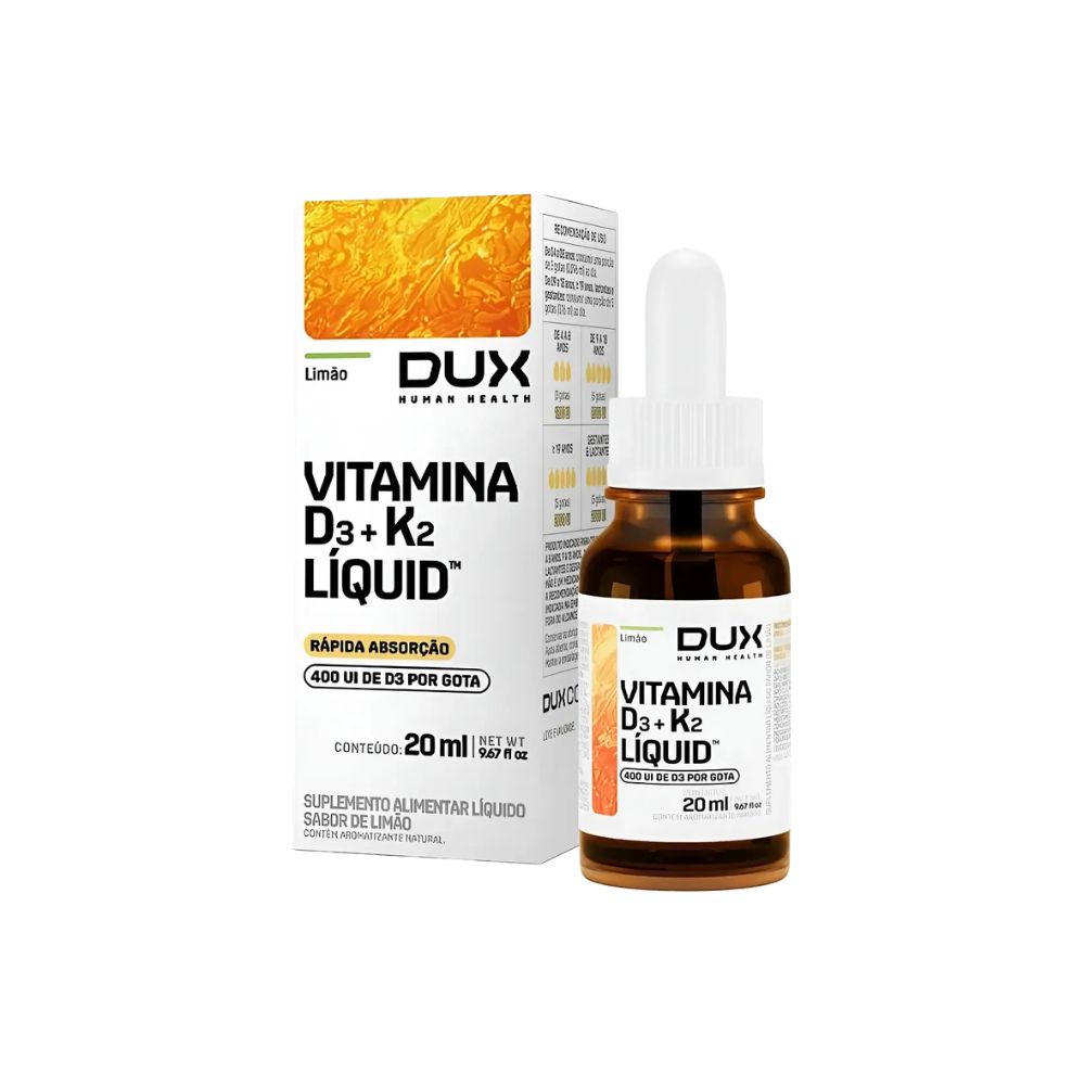 Vitamina D3+K2 em Gotas Sabor Limão 20ml DUX Human Health