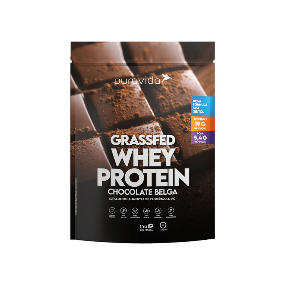 Whey Protein Grassfed Chocolate Belga 450g PuraVida