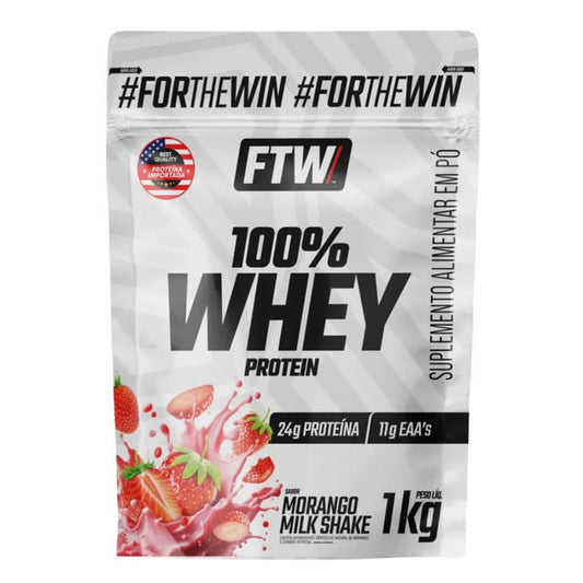 100% Whey Protein Concentrado Morango Milkshake 1Kg FTW