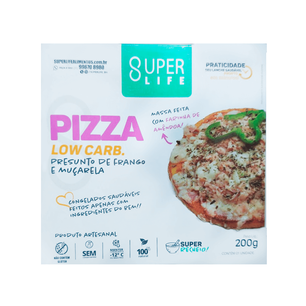 Pizza Low Carb de Presunto de Frango e Muçarela 200g  Super Life