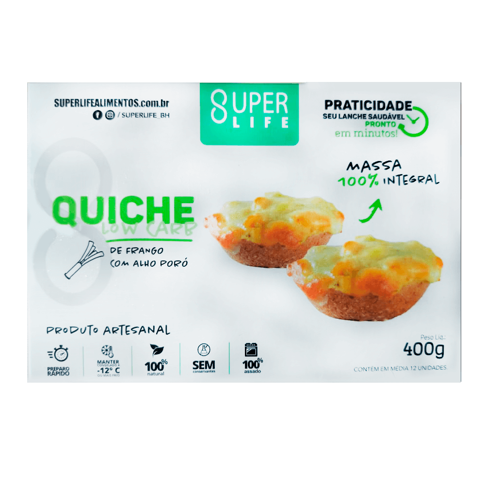 Quiche Integral de Frango com Alho Poró 400g  Super Life
