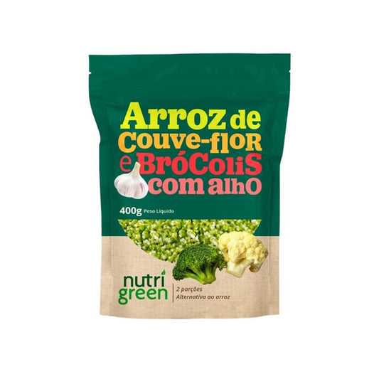 Embalagem-de-Arroz-de-Couve-Flor-e-Brocolis-com-Alho-Nutri-Green-400g-alternativa-ao-arroz-tradicional.-Destaca-2-porcoes-e-ingredientes.