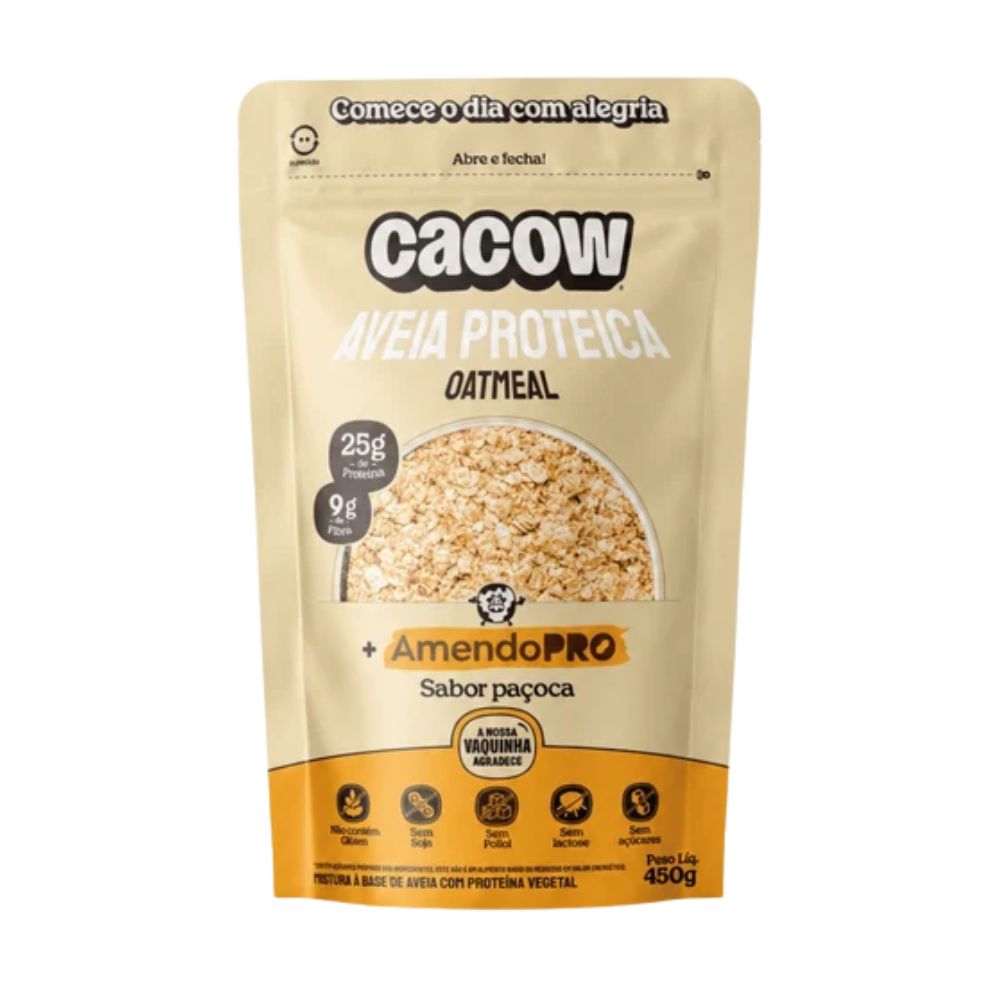Aveia Proteica Oatmeal AmendoPRO Paçoca 450g Cacow