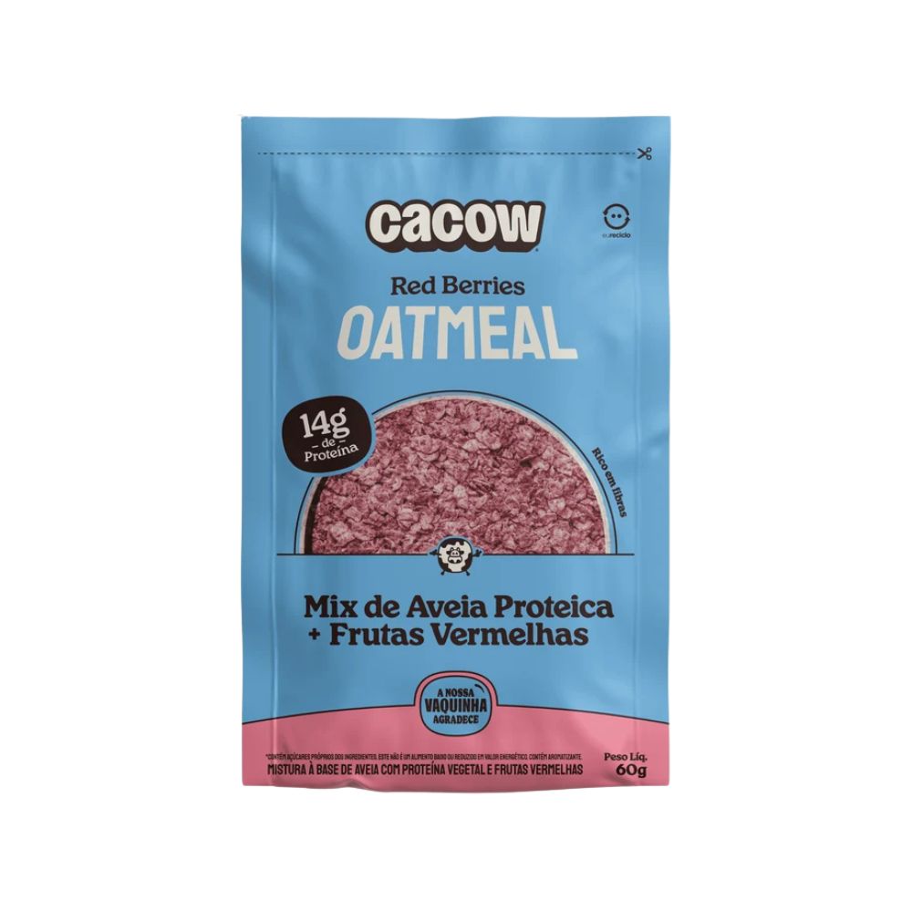 Aveia Proteica Oatmeal Red Berries Sachê 60g Cacow