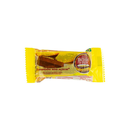 Embalagem-individual-amarela-de-Bananinha-sem-Acucar-Tachao-de-Ubatuba-com-ilustracao-do-doce-e-selo-de-produto-artesanal.