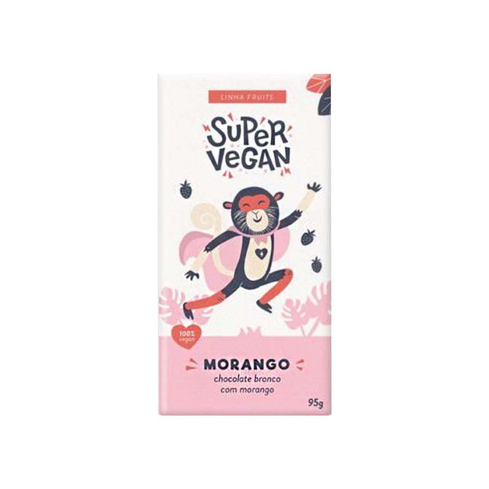 Barra de Chocolate Branco com Morango 95g Super Vegan