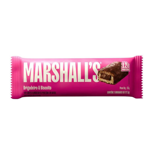 Embalagem-rosa-da-Barra-de-Proteina-sabor-brigadeiro-e-biscoito-Marshalls-com-12g-de-proteina-e-pedacos-crocantes-de-biscoito.