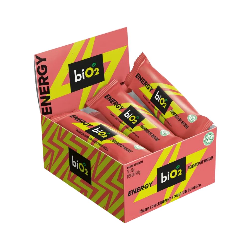 Barra Energetica Tamara com Cranberry e Cobertura de Hibisco Caixa com 12x42g BiO2