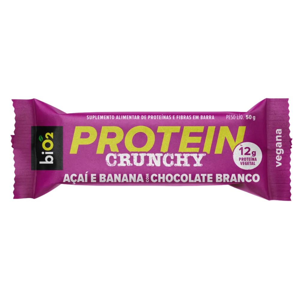 Barra de Proteina Protein Crunchy Acai e Banana com Chocolate Branco 50g BiO2