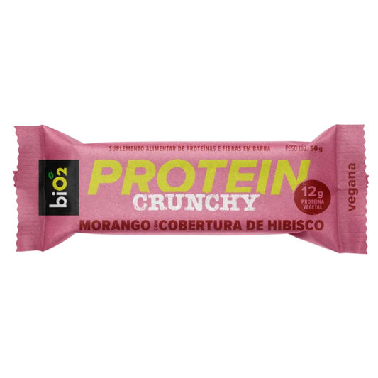 Barra de Proteina Protein Crunchy Morango com Cobertura de Hibisco 50g BiO2
