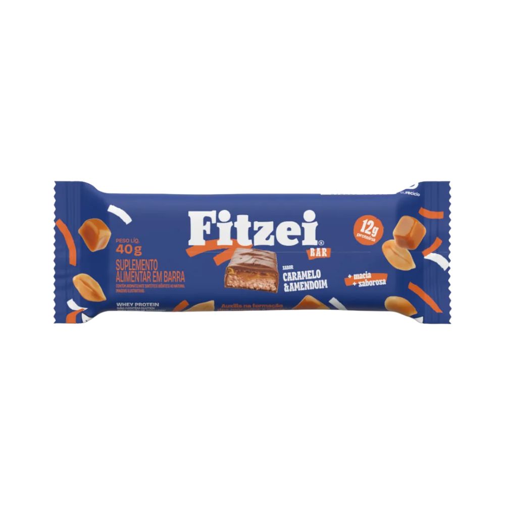 Barra de Proteína Sabor Caramelo e Amendoim 40g Fitzei