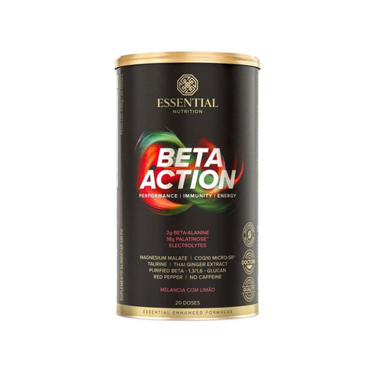 Beta Action Pré Treino Sem Cafeína Sabor Melancia com Limão 630g Essential Nutrition