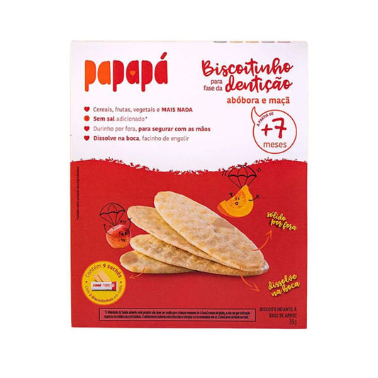 Biscoitinho de Abóbora e Maçã Para Dentição 36g Papapá