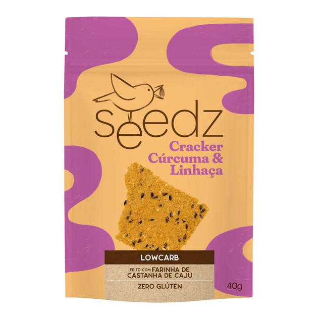 Biscoito Cracker Low Carb de Cúrcuma e Linhaça 40g Seedz