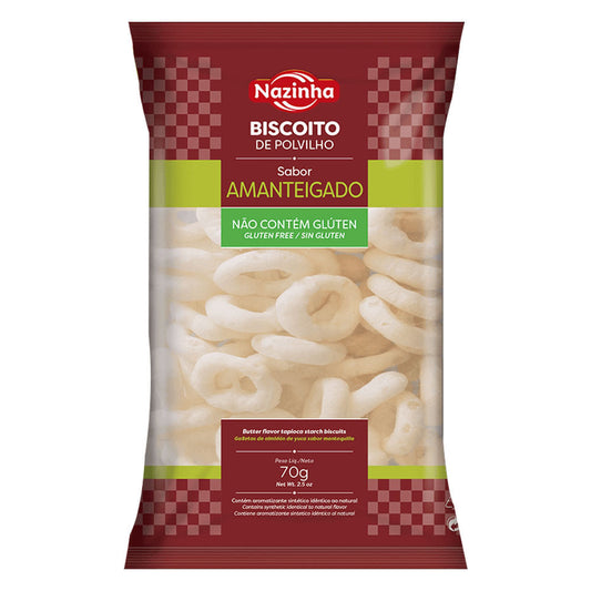 Biscoito de Polvilho Sem Glúten Sabor Amanteigado 70g Nazinha