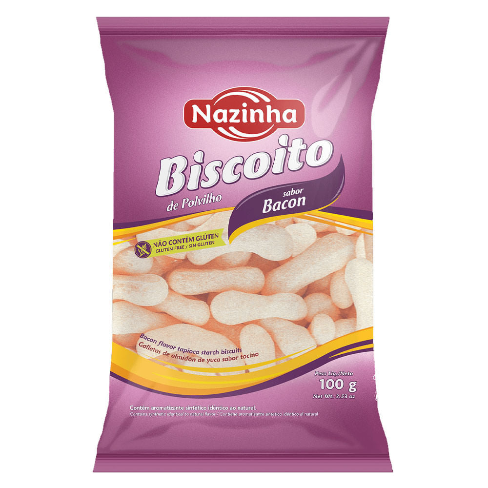 Biscoito de Polvilho Sem Glúten Sabor Bacon 100g Nazinha