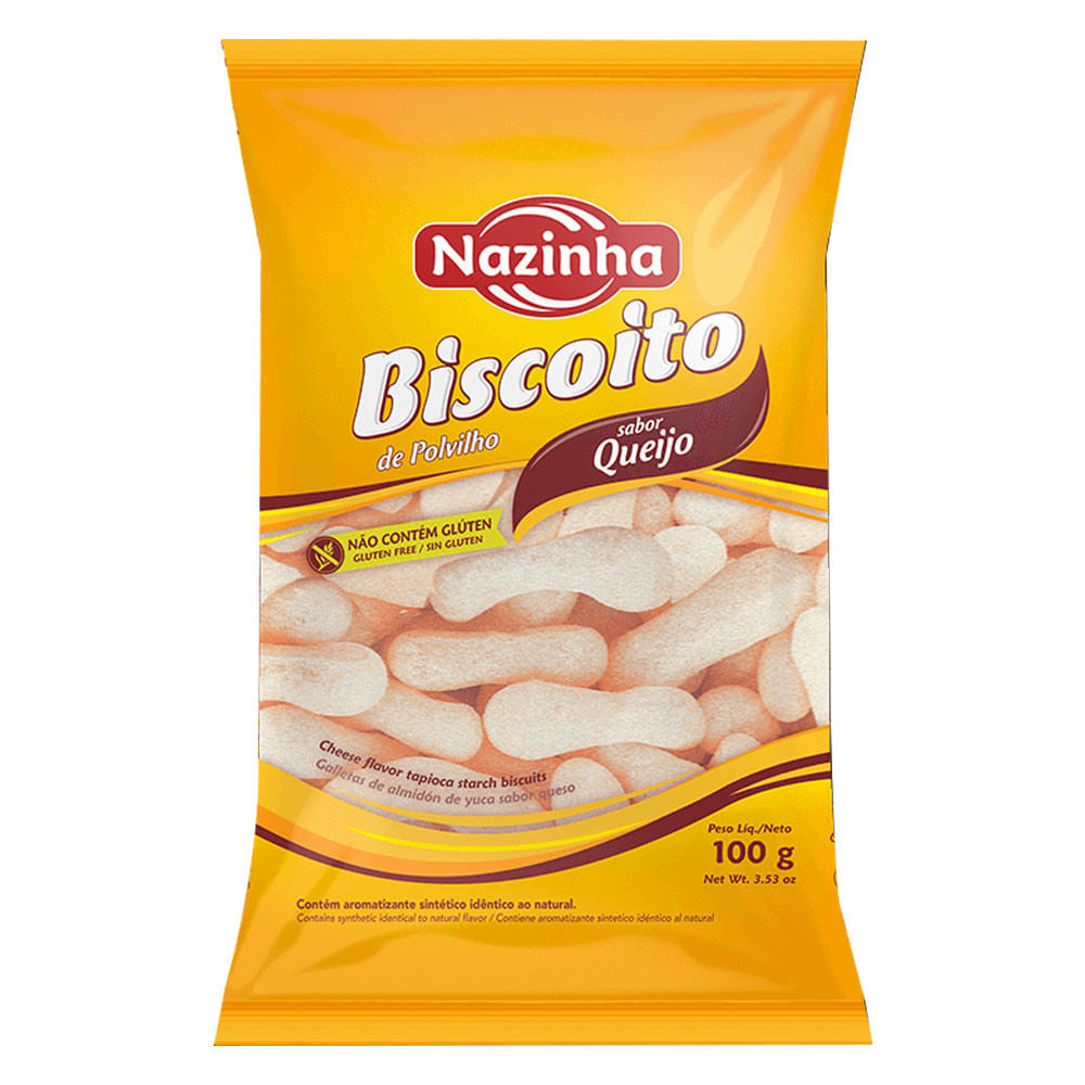 Biscoito de Polvilho Sem Glúten Sabor Queijo 100g Nazinha