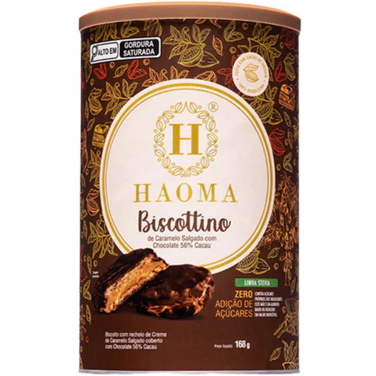 Biscottino de Caramelo Salgado com Chocolate 56% Cacau Linha Stevia 168g HAOMA