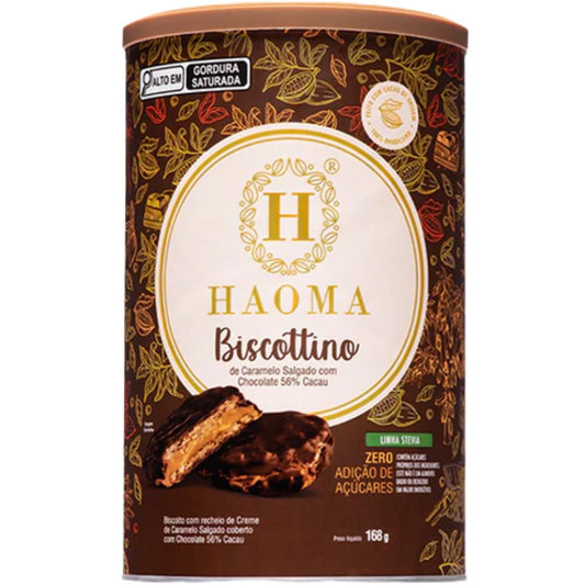 Biscottino de Caramelo Salgado com Chocolate 56% Cacau Linha Stevia 168g HAOMA