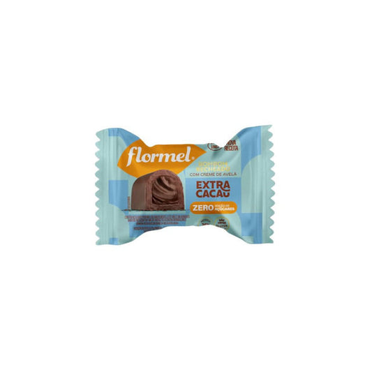 Bombom Zero Açúcar Recheado com Creme de Avelã Extra Cacau 12g Flormel