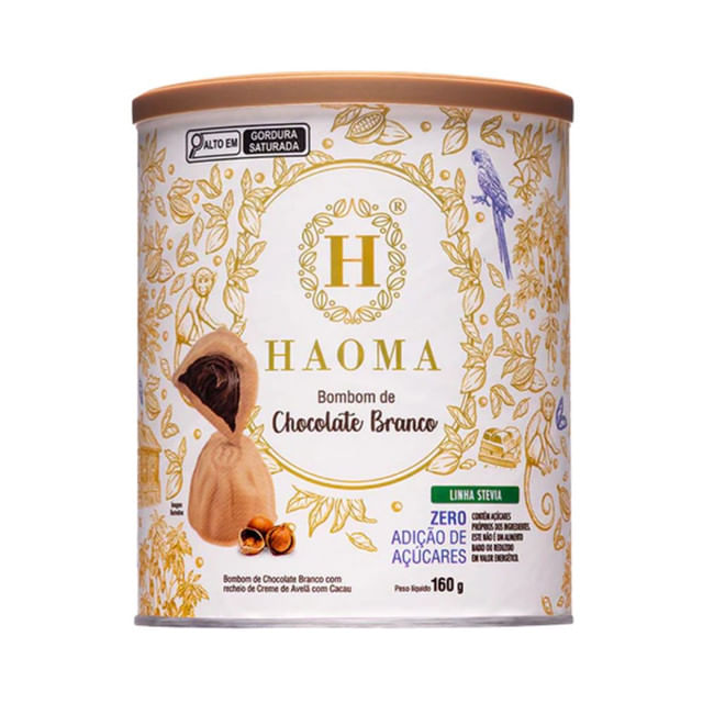Bombom de Chocolate Branco Linha Stevia 160g HAOMA