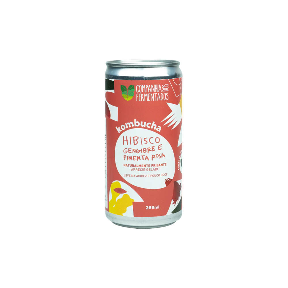 Kombucha de Hibisco Gengibre e Pimenta Rosa 269ml Compainha dos Fermentados