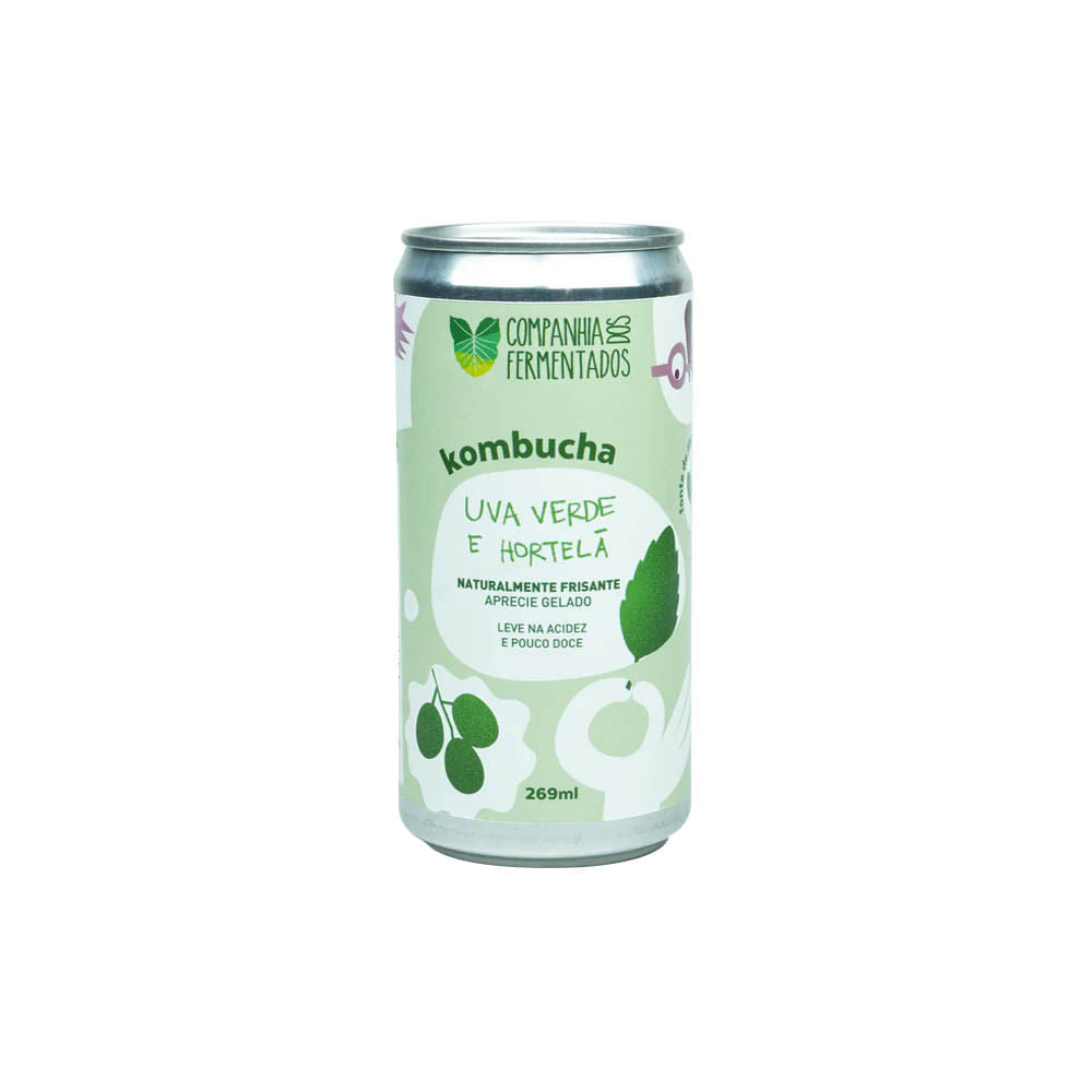 Kombucha de Uva Verde com Hortelã 269ml Compainha dos Fermentados