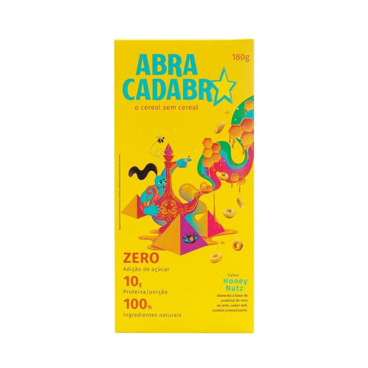 Embalagem-do-cereal-matinal-proteico-Abracadabra-sabor-Honey-Nutz-zero-acucar-com-10g-de-proteina-por-porcao-e-ingredientes-naturais