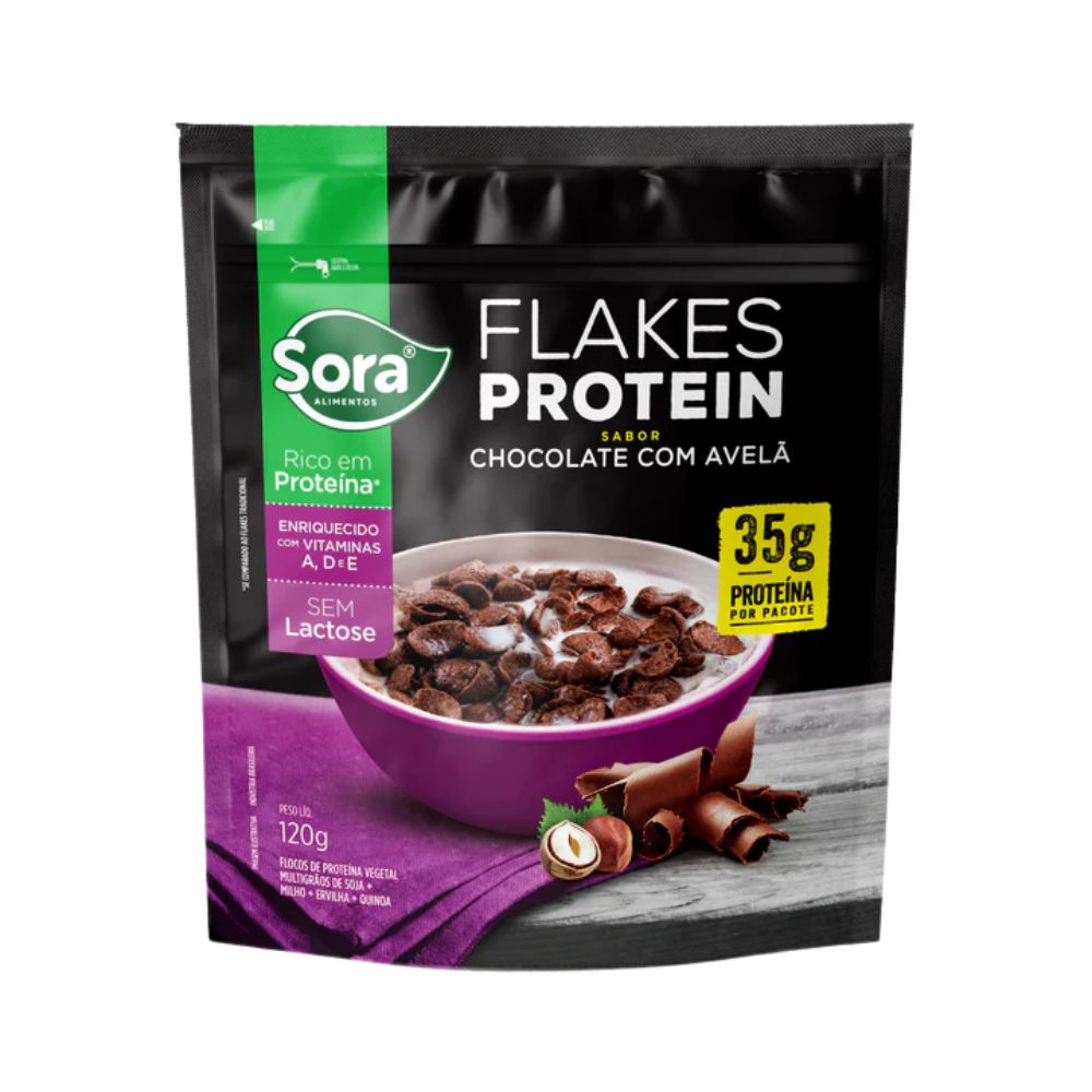 Cereal Matinal Flakes Protein Chocolate com Avela 120g Sora Alimentos